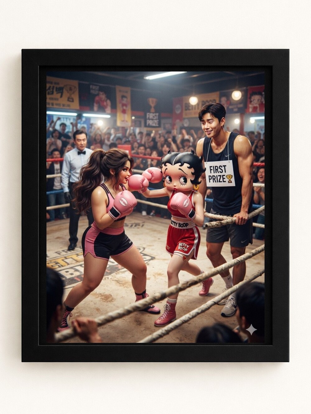 Betty Boop Boxing Showdown 8x10 Framed AI Art Print – Pink Glam Wall Decor